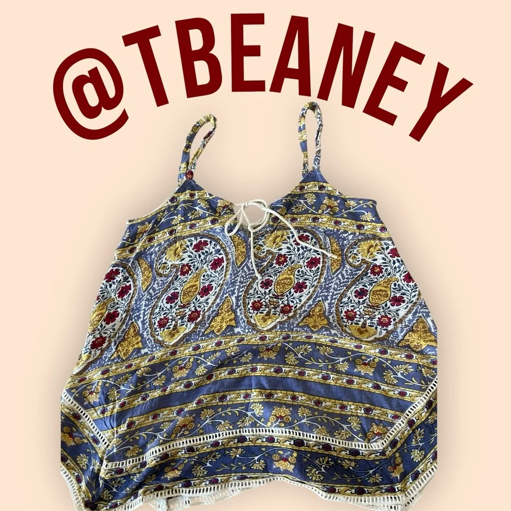 Lucky Brand Blue and Gold Paisley Camisole - Picture 2 of 4
